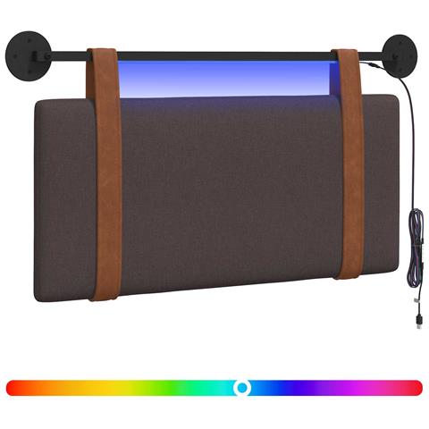 Testiera sospesa Con luce LED Marrone Scuro PU Antico - Foto 1