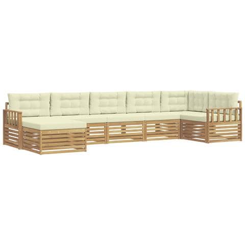 Set di divani da esterno con cuscino 7 pcs Bianco e Crema - Foto 1