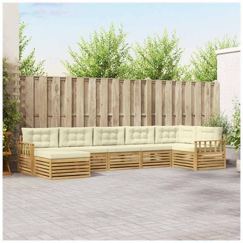 Set di divani da esterno con cuscino 7 pcs Bianco e Crema - Foto 2