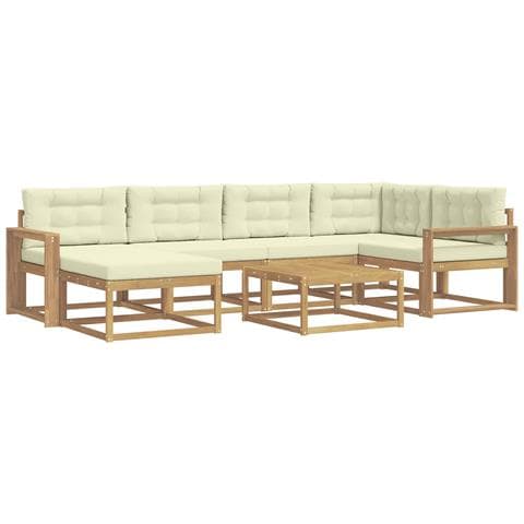 Set di divani da esterno 7 pcs Bianco e Crema - Foto 1