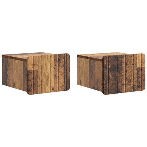 Mobiletto da notte a muro 2 pcs Legno antico 33 x 34,5 x 24 cm - Foto 1