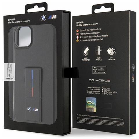 Custodia Nera Per Iphone 14 / 15 / 13 Con Supporto Nera Bmw. - Foto 6