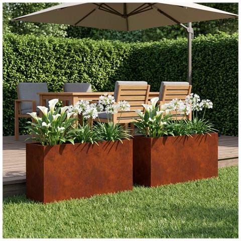 Vaso da giardino 2 pz Ruggine 80 x 40 x 50 cm Acciaio Corten - Foto 2