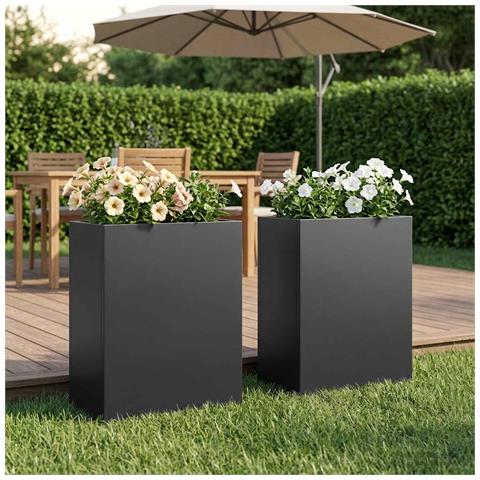 Vaso da giardino 2 pz Nero 40 x 20 x 50 cm - Foto 2