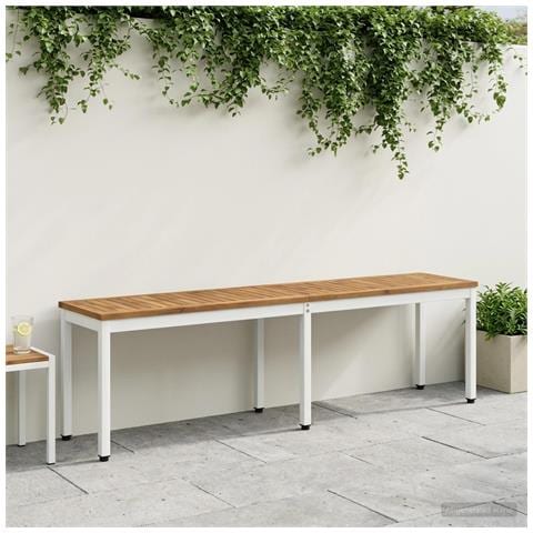 Panchina da giardino 161 x 35 x 45 cm Legno di Acacia Massello - Foto 2