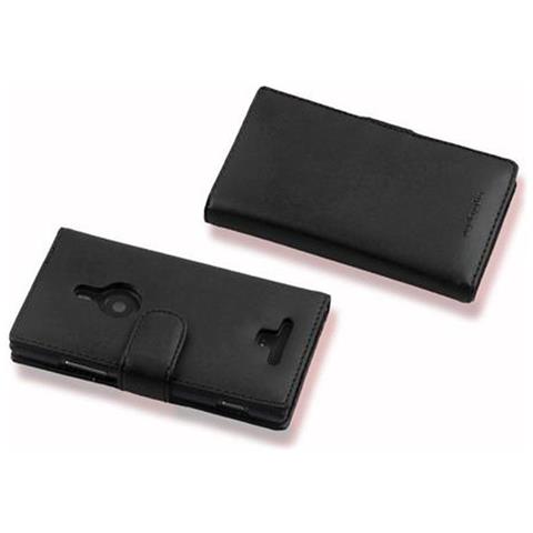 Custodia Compatibile Con Nokia Lumia 925 In Nero Carbone - Coperchio Protettivo In Similpelle Liscia E Tasca Per Carte Di Credito - Foto 2