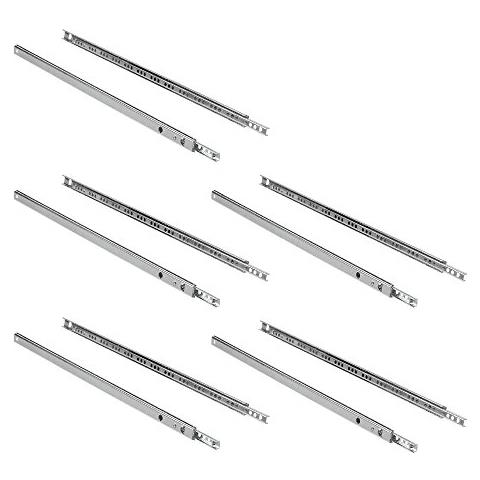 3009305 Set Di 5 Paia (10 Pz) Guide / binari Con Cuscinetti A Sfere Ad Estrazione Parziale 17mm X 438mm Per Cassetto, Zinco - Foto 1