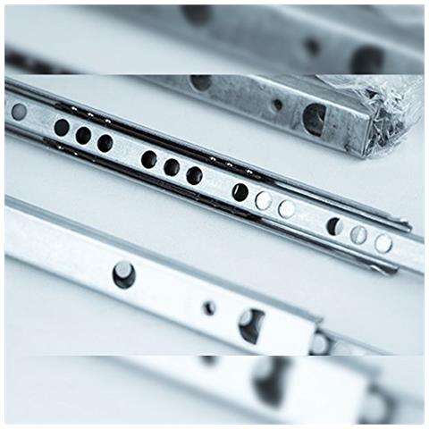 3009305 Set Di 5 Paia (10 Pz) Guide / binari Con Cuscinetti A Sfere Ad Estrazione Parziale 17mm X 438mm Per Cassetto, Zinco - Foto 2