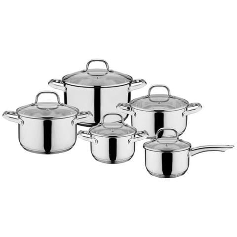 806 787 - Set Di Pentole Trentino, 10 Pezzi, In Acciaio Inox E Vetro, Colori: Argento - Foto 3