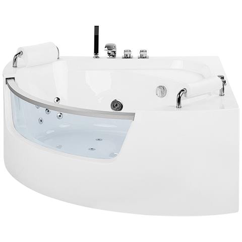 Vasca Idromassaggio Angolare Bianca Con Led 150 Cm Mangle - Foto 12