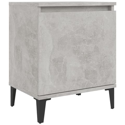 Comodino Con Gambe In Metallo Grigio Cemento 40x30x50 Cm - Foto 1