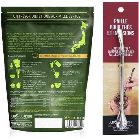 Tè Verde Matcha Biologico In Polvere + Cannuccia In Acciaio Inox Con Filtro - Foto 1