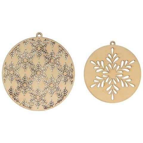 2 Medaglioni Rotondi In Legno Ø 10 Cm E 21 Cm - Fiocchi - Foto 1