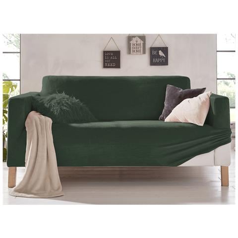 Copridivano Elasticizzato Effetto Velluto Modello Morbidissimo Colore Verde 2 Posti Verde - Foto 1