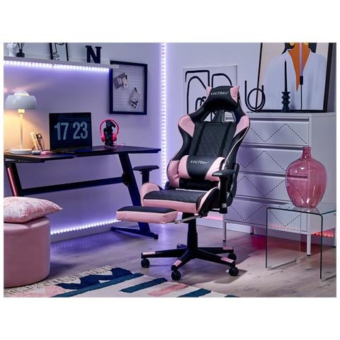 Sedia Da Gaming Victory Pelle Sintetica Rosa - Foto 1