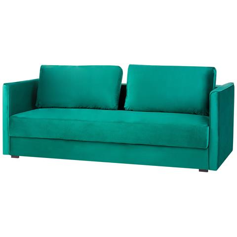 Divano Letto 3 Posti Eksjo Velluto Verde Smeraldo Con Contenitore - Foto 2