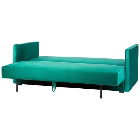 Divano Letto 3 Posti Eksjo Velluto Verde Smeraldo Con Contenitore - Foto 5