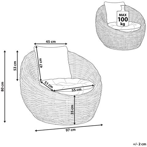 Sedia Rattan Nero Lerici - Foto 7
