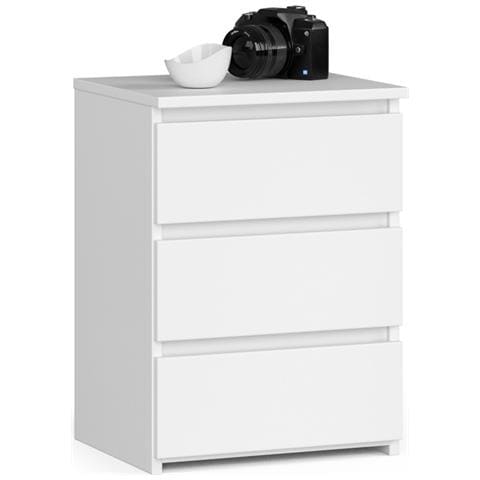 Comodino CL3, 3 cassetti, 40x35x57 cm, Colore Bianco - Foto 1