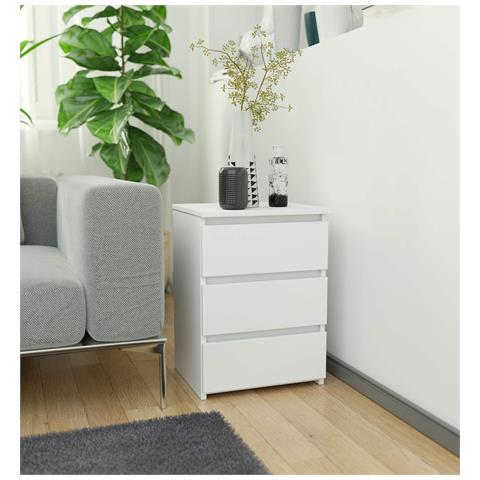 Comodino CL3, 3 cassetti, 40x35x57 cm, Colore Bianco - Foto 5