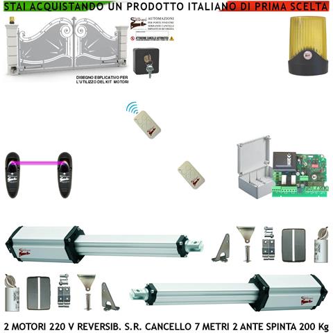 Kit Base Apricancello Ricambio Per Cancello Da 7 Metri 2 Ante Da 3,5 Metri 2 Motori 230 V Stelo Retrattile Reversibile - Foto 1