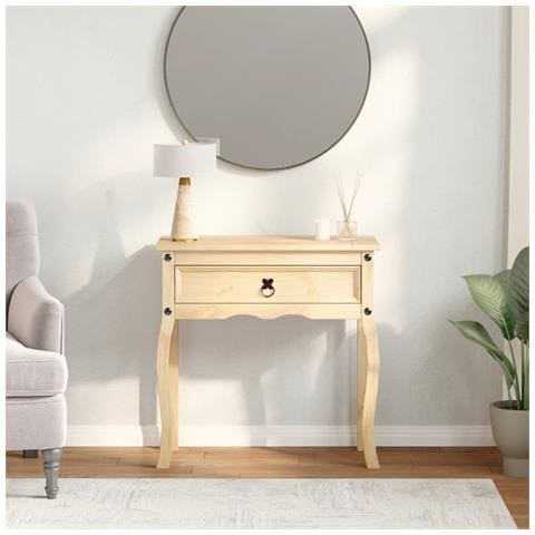 Tavolino Consolle Corona 73x35x73 Cm In Legno Massello Di Pino - Foto 3