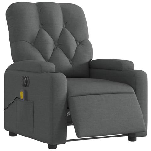 Poltrona Reclinabile Massaggio Elettrica Grigio Scuro Tessuto - Foto 2