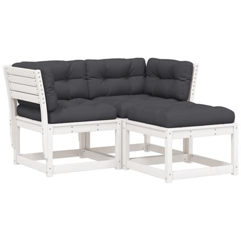 Set Divani Giardino 3 Pz Con Cuscini Bianco Legno Massello Pino - Foto 1
