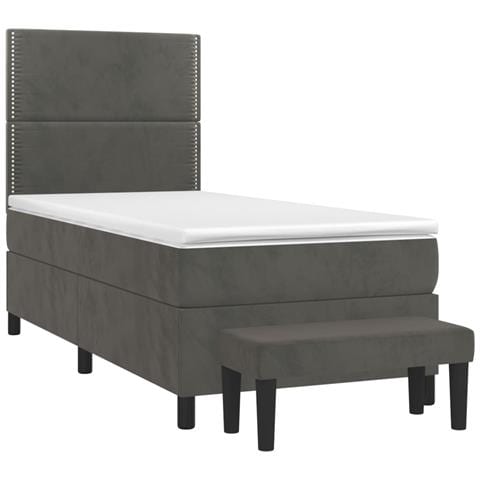 Giroletto A Molle Con Materasso Grigio Scuro 100x200 Cm Velluto - Foto 2