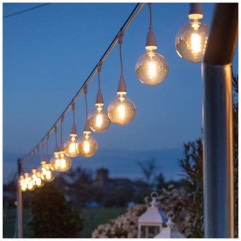 Catenaria Luci 10mt 15 Portalampade E27 Bianca Allungabile Ip44 Interno Esterno - Foto 2