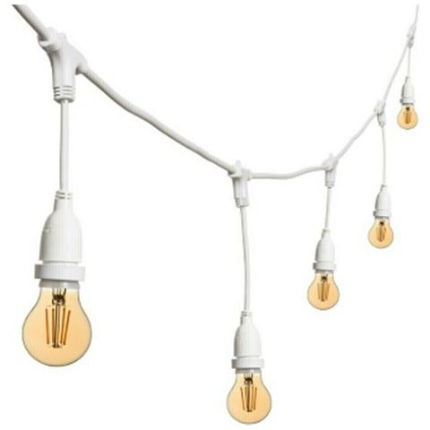 Catenaria Luci 10mt 15 Portalampade E27 Bianca Allungabile Ip44 Interno Esterno - Foto 1