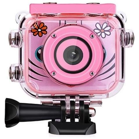 Fotocamera Sportiva Full Hd Da 1080p Per Bambini Con Accessori, Rosa - Foto 1