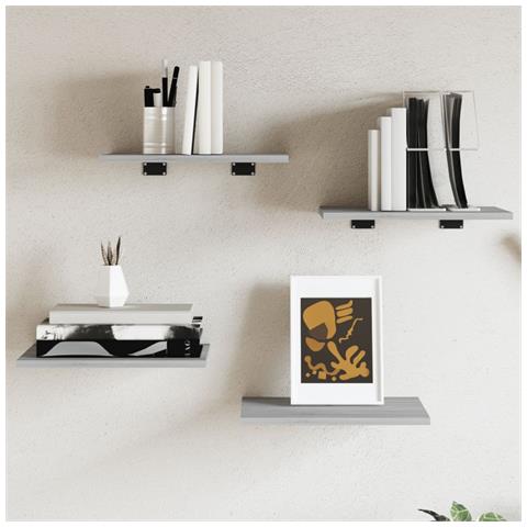 Mensole Parete 4pz Grigio Sonoma 40x30x1,5cm Legno Multistrato - Foto 1