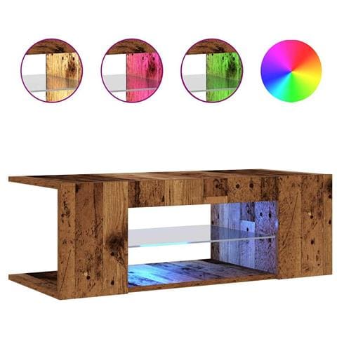 Mobile Porta TV con LED Legno Antico 90x39x30 cm Multistrato - Foto 1