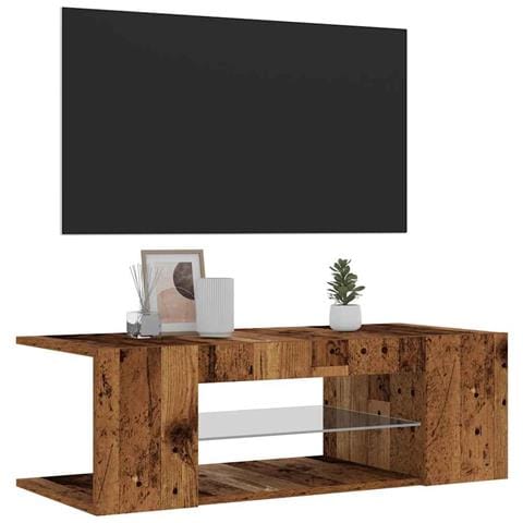 Mobile Porta TV con LED Legno Antico 90x39x30 cm Multistrato - Foto 2