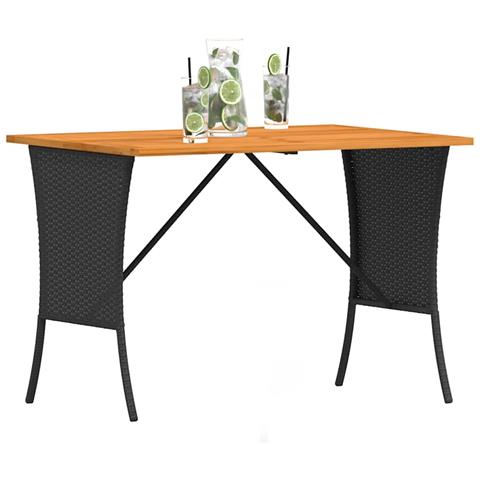 Tavolo Giardino Piano Legno Acacia Nero 105x75x72 cm Polyrattan - Foto 9