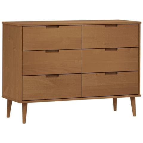 Cassettiera Molde Marrone 113x40x80cm In Legno Massello Di Pino - Foto 2