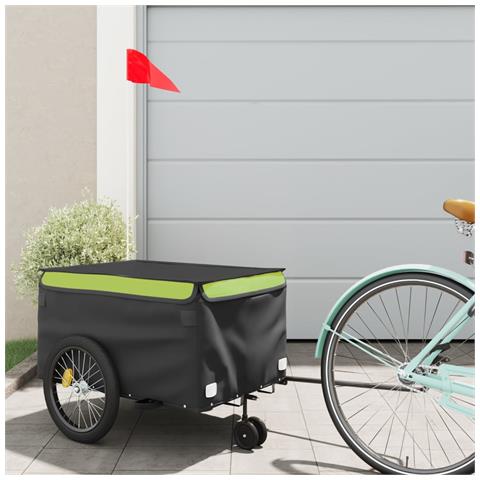 Rimorchio Da Bici Nero E Verde 30 Kg In Ferro - Foto 1