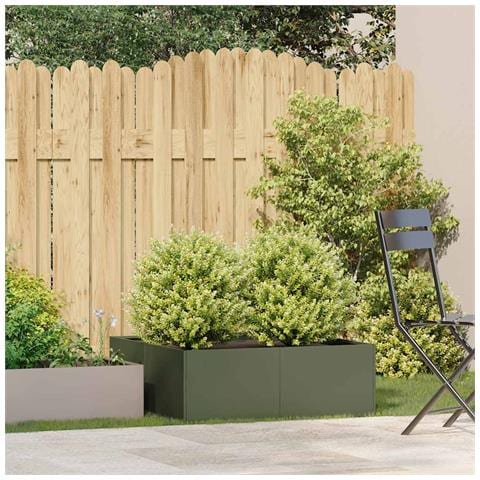 Fioriera Verde Oliva 80x80x30 Cm In Acciaio - Foto 3