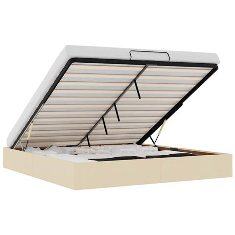 Struttura Letto Pouf Senza Materasso Crema 160x200 Cm Tessuto - Foto 2