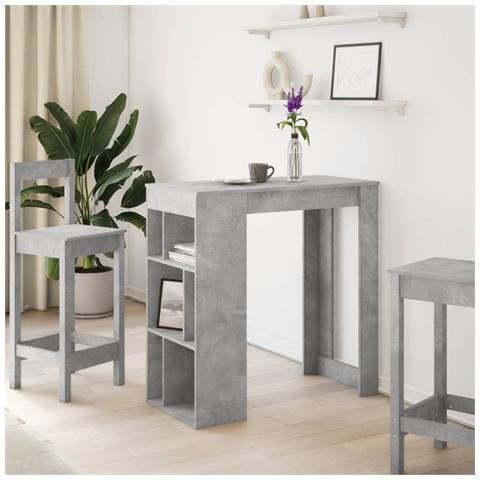 Tavolo Bar Con Rastrelliera Grigio 102x50x103,5 Cm Multistrato - Foto 3
