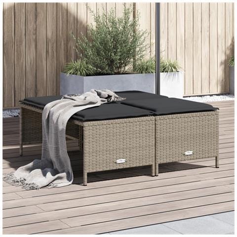 Sgabelli da Giardino con Cuscini 4 pz Grigio Chiaro Polyrattan - Foto 2