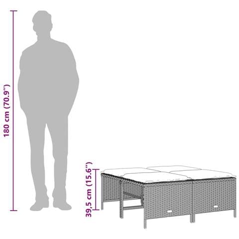Sgabelli da Giardino con Cuscini 4 pz Grigio Chiaro Polyrattan - Foto 8
