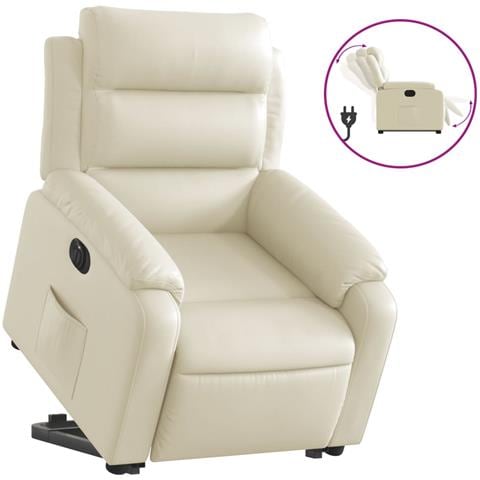 Poltrona Alzapersona Reclinabile Crema in Similpelle - Foto 1