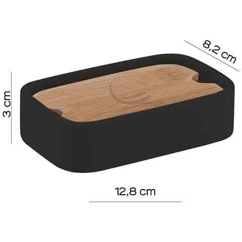 Portasapone D'appoggio In Resina E Bambù 1311 Serie Ninfea Nero Matt - Foto 2