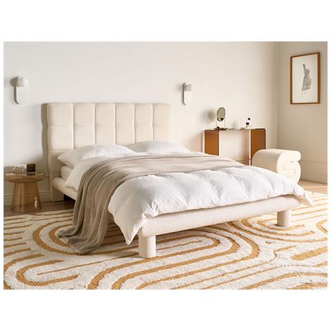 Letto Bouclé Cressat 140 X 200 Cm Bianco Sporco - Foto 1