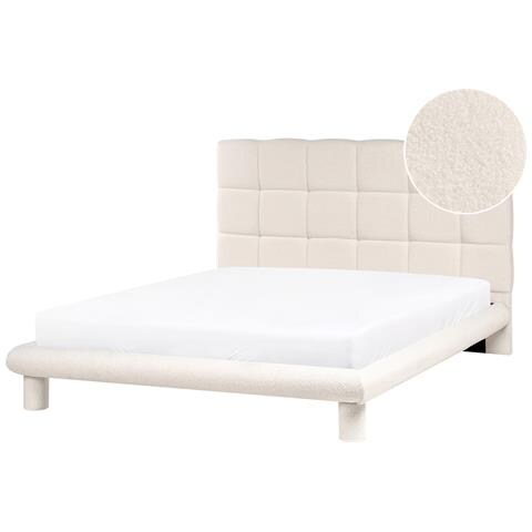 Letto Bouclé Cressat 140 X 200 Cm Bianco Sporco - Foto 2