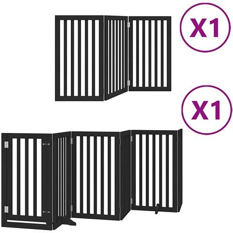 Cancello per Cani Porta Pieghevole Nero 9 Pannelli 450cm Pioppo - Foto 1