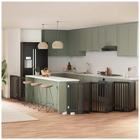 Cancello per Cani Porta Pieghevole Nero 9 Pannelli 450cm Pioppo - Foto 2