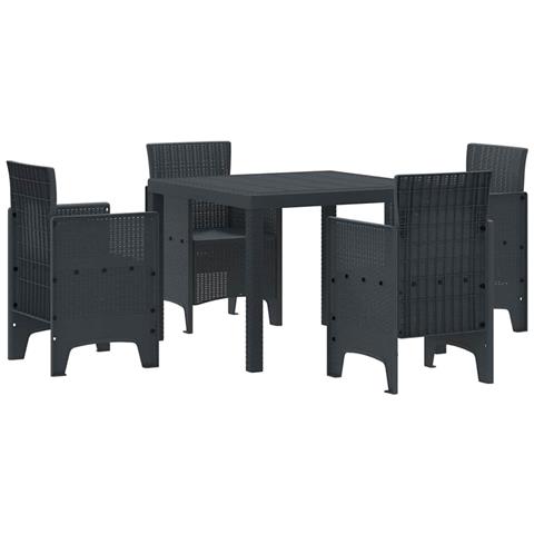 Set da Pranzo per Giardino 5 pcs Antracite Rattan Polt - Foto 1